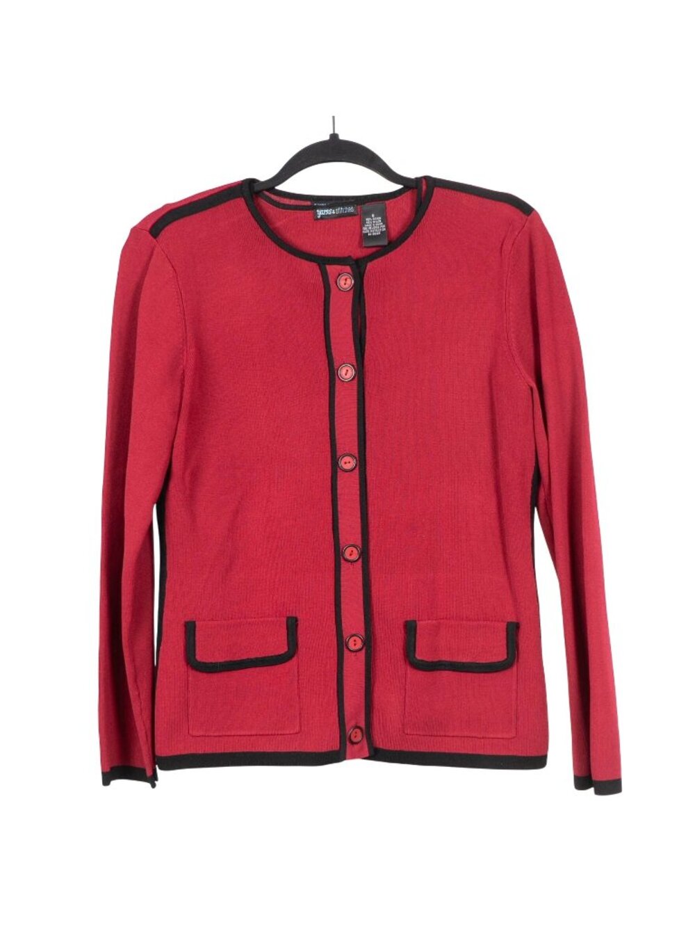 Cardigan Sweater Sleeveless Top Set S Womens 90s Red Black Trim Tank Colorblock